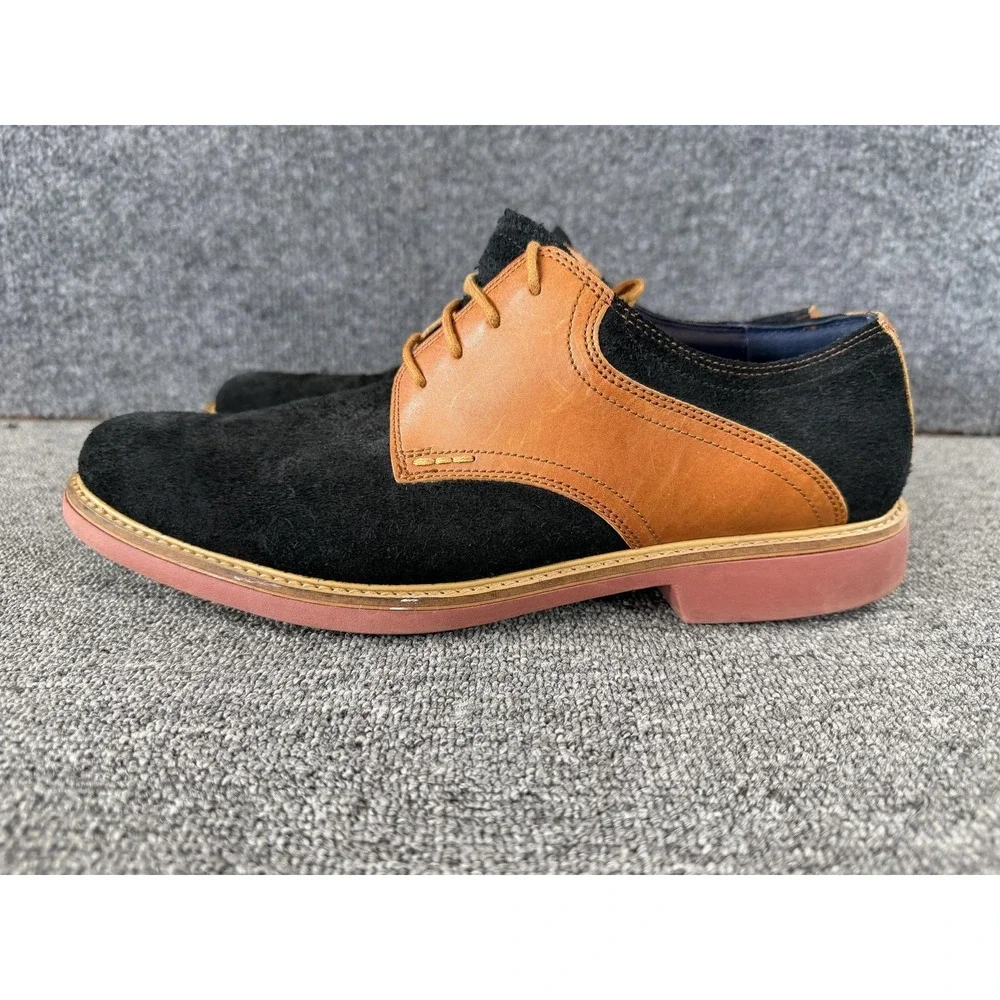 Cole Haan Shoes Mens 10 Black Tan Suede Saddle Derby Dress Casual Lace Up